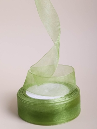 Лента органза 24мм х 25 ярд оливковый