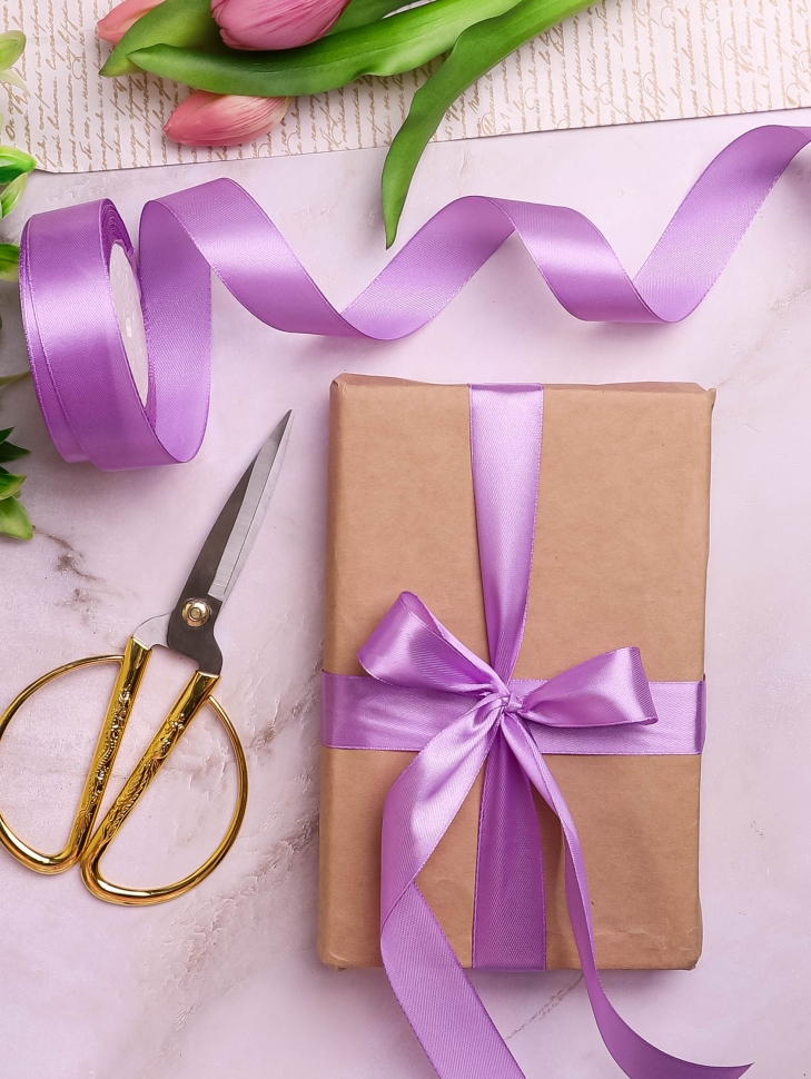 Лента атласная 25мм х 25 ярд  JD лиловый