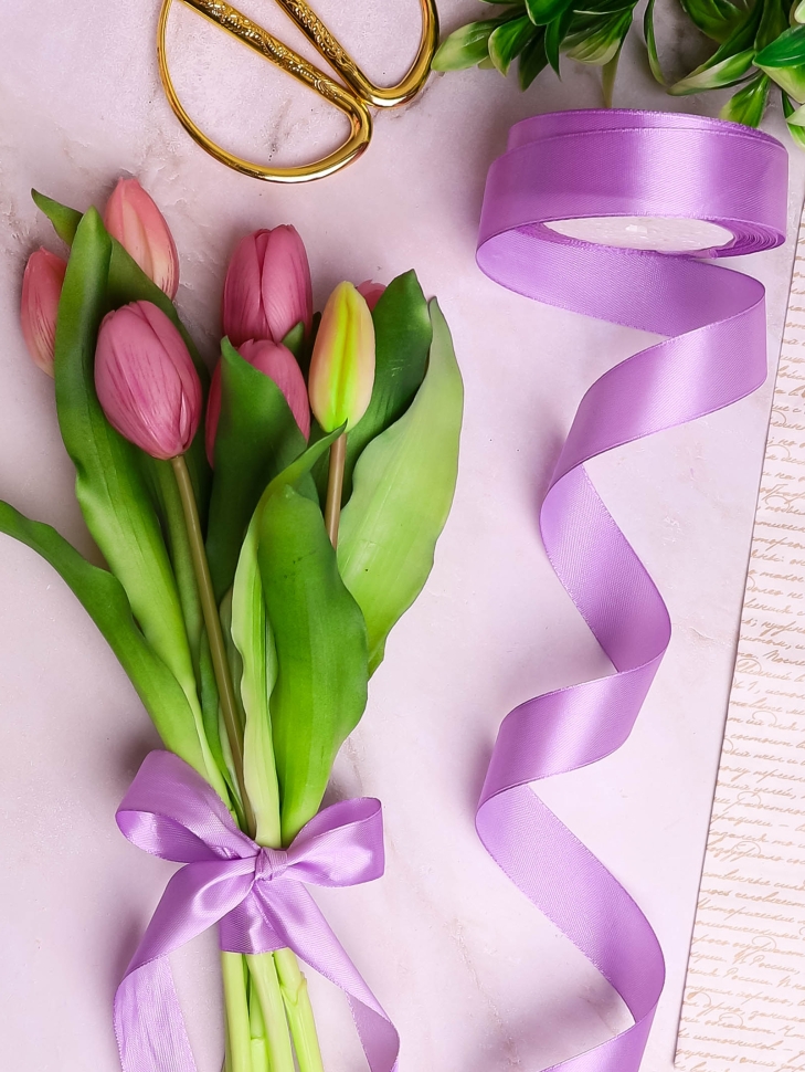 Лента атласная 25мм х 25 ярд  JD лиловый