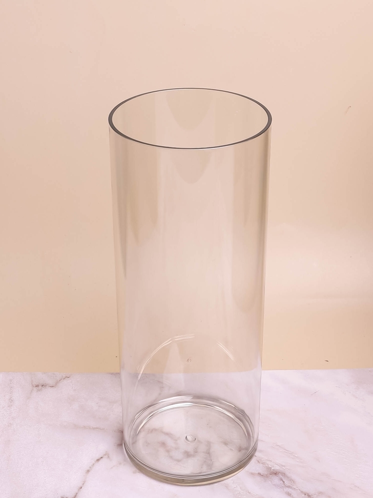 Ваза пластиковая прозрачная трубка H30 х D12см