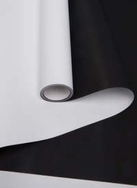 Пленка матовая Пастель 50см х 10м РЦ на втулке,  двухцветная жемчужно-белая/черная