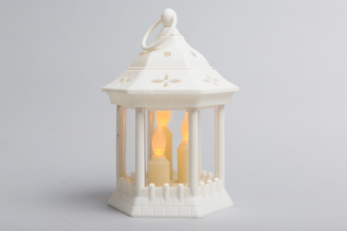 Светильник пластик-стекло Фонарь 12.6x12.6x20см белый 6726