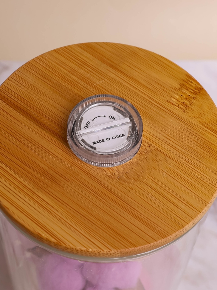 Композиция в колбе 10x25 Букет с хлопком с подсветкой