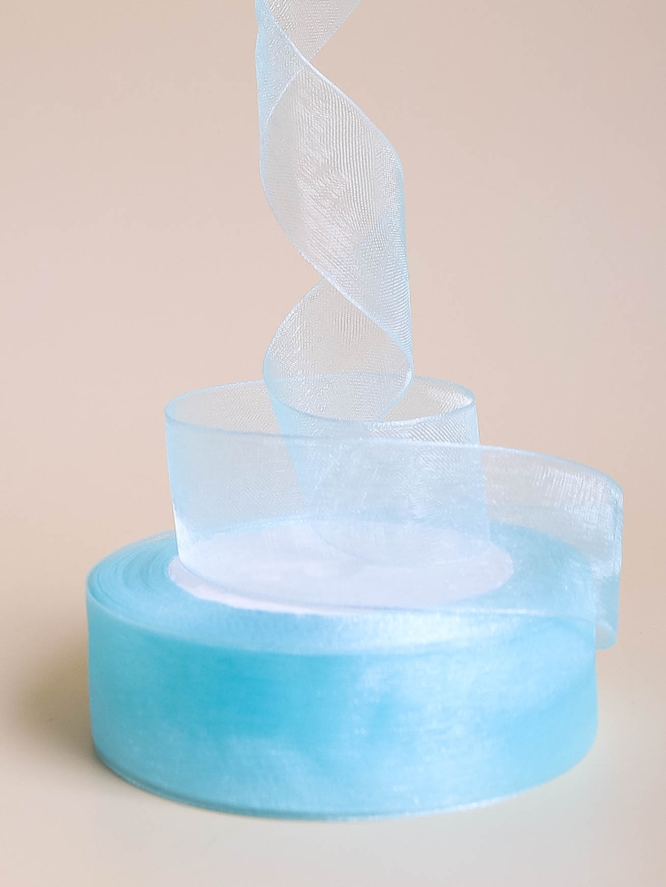 Лента органза 24мм х 25 ярд голубой