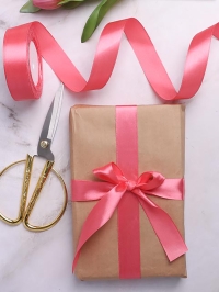 Лента атласная 25мм х 25 ярд  JD клубничный