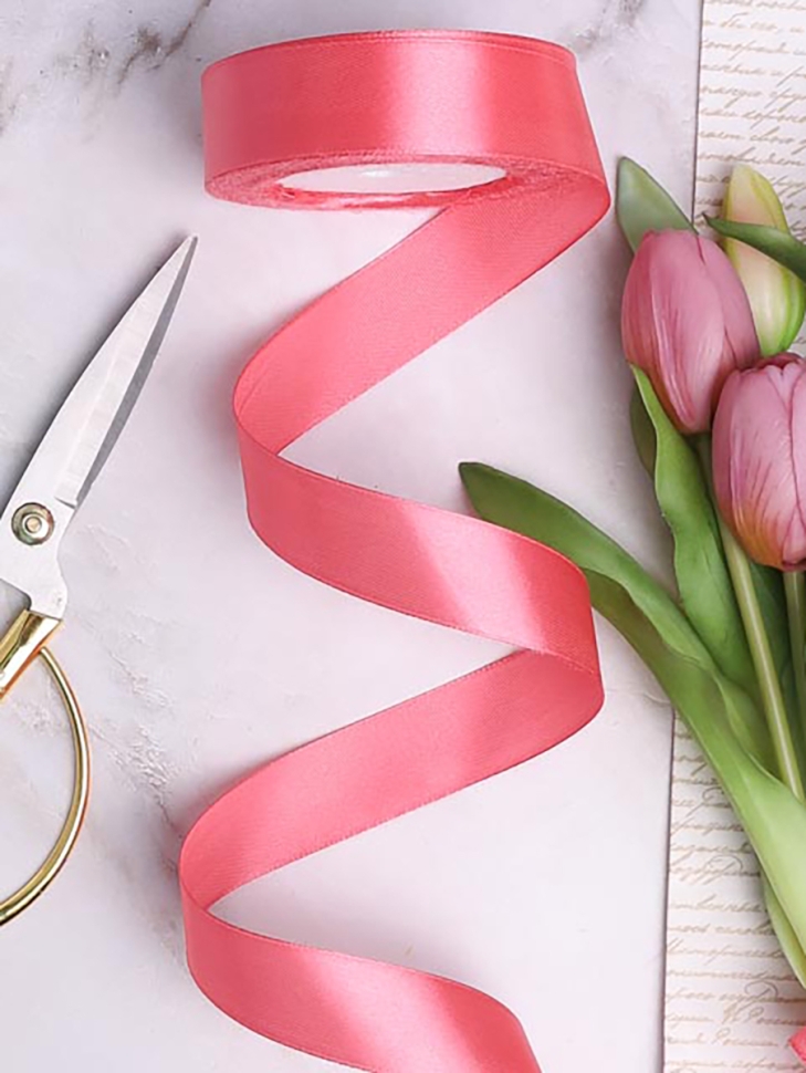 Лента атласная 25мм х 25 ярд JD клубничный Лента атласная 25мм х 25 ярд JD клубничный