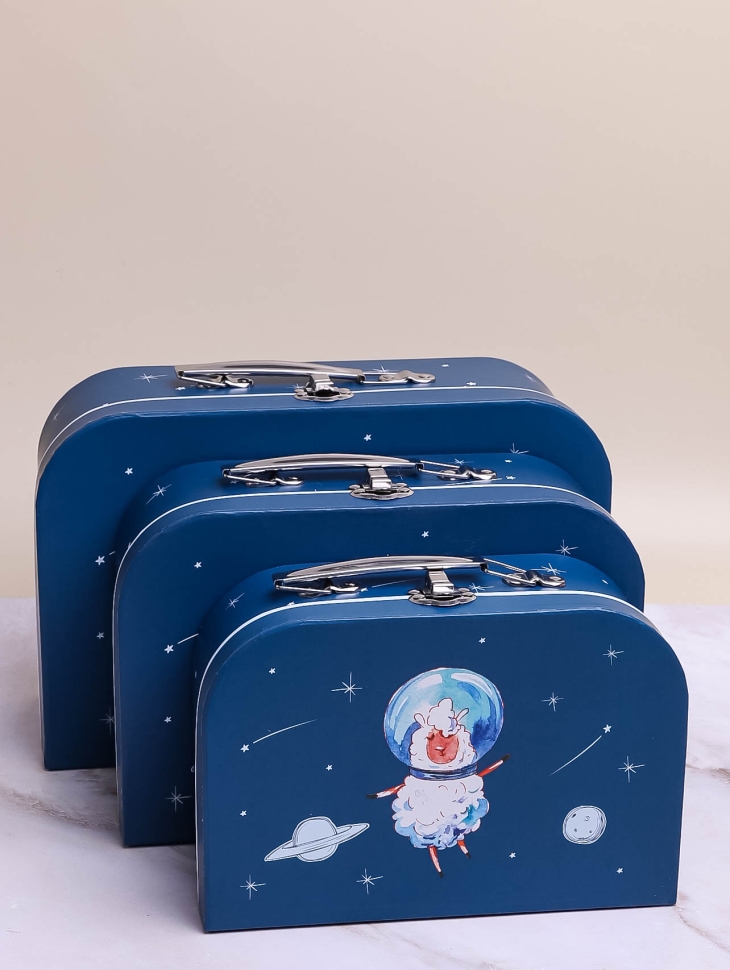 Коробка чемодан набор из 3шт 29,5x19x10см Овечка синий Коробка чемодан набор из 3шт 29,5x19x10см Овечка синий