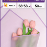 Пленка матовая 58смх58см 10 листов 50мкм РЦ фрост с каймой сиреневый