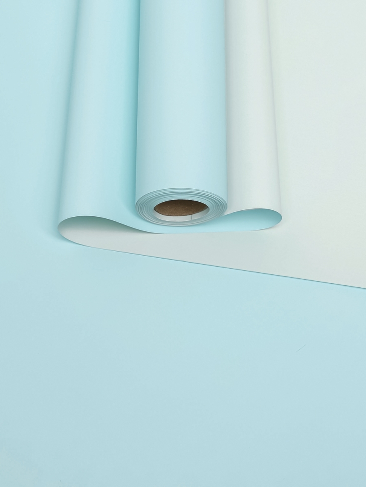 Пленка матовая 65мкм 58см х 10м двухцветная небесный/фисташковая пастель