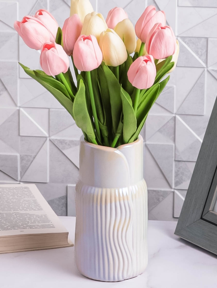 Ваза керамика 18х9,5х9,5см 8203D-07 Перламутр белый Ваза керамика 18х9,5х9,5см 8203D-07 Перламутр белый