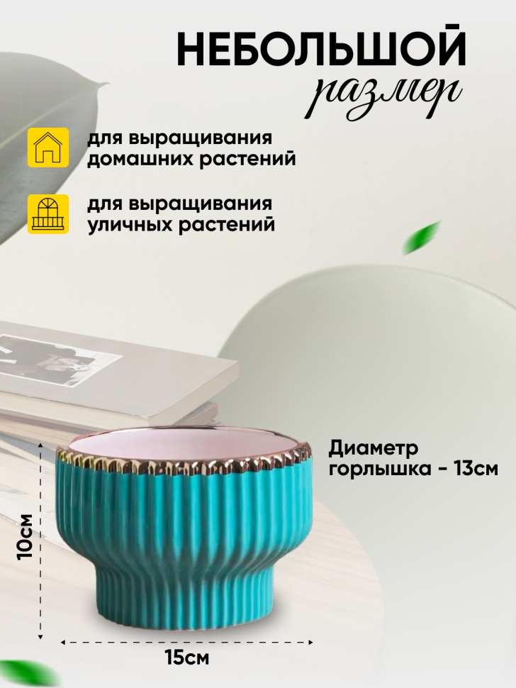 Кашпо керамика 16х16х6,2см W7396011.15 голубой