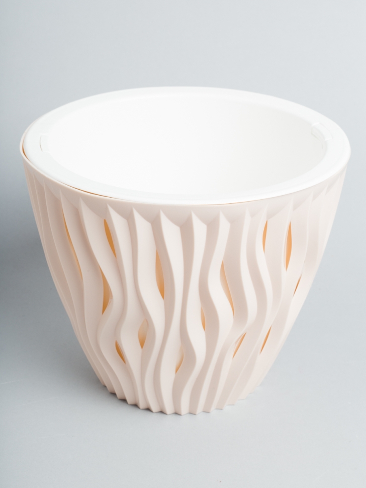 Кашпо из пластика "Вдохновение" 4,5л. h18,5см,d21,5см пудровый