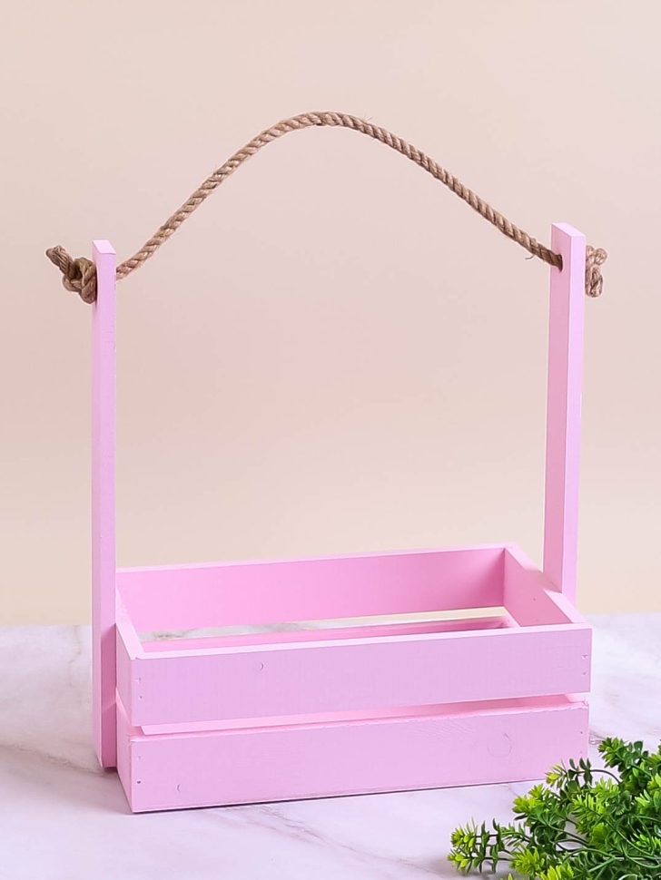 Ящик реечный с веревочной ручкой h30.5х18.7х35,3см розовый нежный