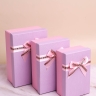 Коробка прямоугольник набор из  3шт 23х16х9см крышка сиреневая/розовый,бант розовый