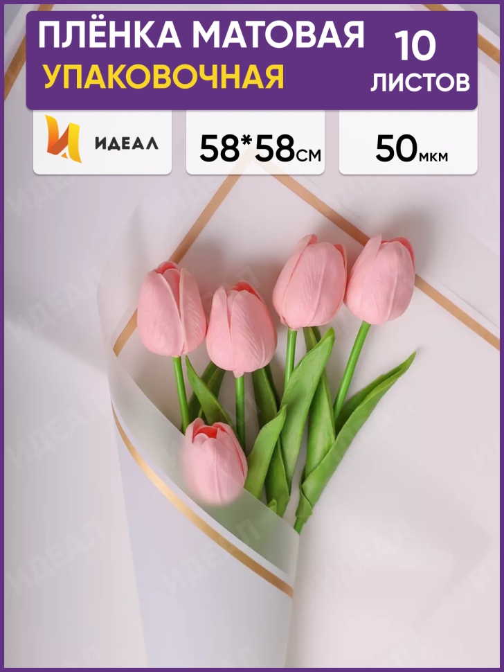 Пленка матовая 58смх58см 10 листов 50мкм РЦ кант 50 белый Пленка матовая 58смх58см 10 листов 50мкм РЦ кант 50 белый