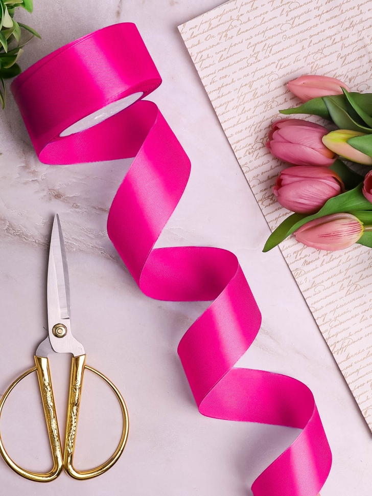 Лента атласная 40мм х 25 ярд JD малиновый