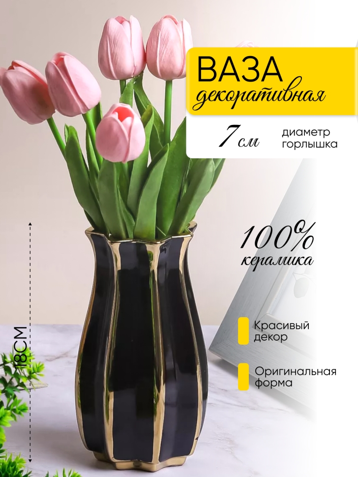 Ваза керамика 18х8см HM3745-2 черный Ваза керамика 18х8см HM3745-2 черный