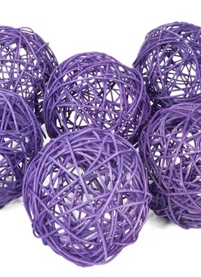 Шар из ротанга 10см 6шт фиолетовый Шар из ротанга 10см 6шт фиолетовый