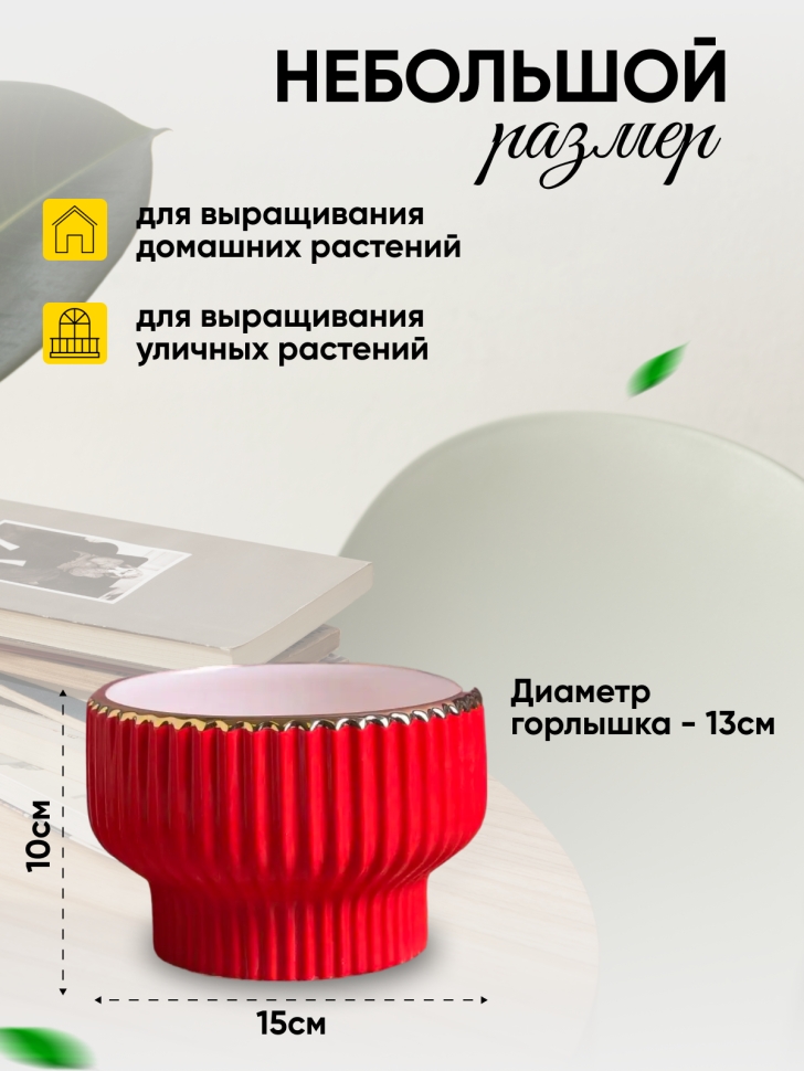 Кашпо керамика 16х16х6,2см W7396011.15 красный