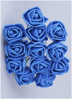 Декор для творчества Розы на проволоке 2,5см 12шт фоамиран синий
