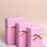 Коробка прямоугольник набор из  3шт 23х16х9см крышка розовая/сиреневый,бант розовый