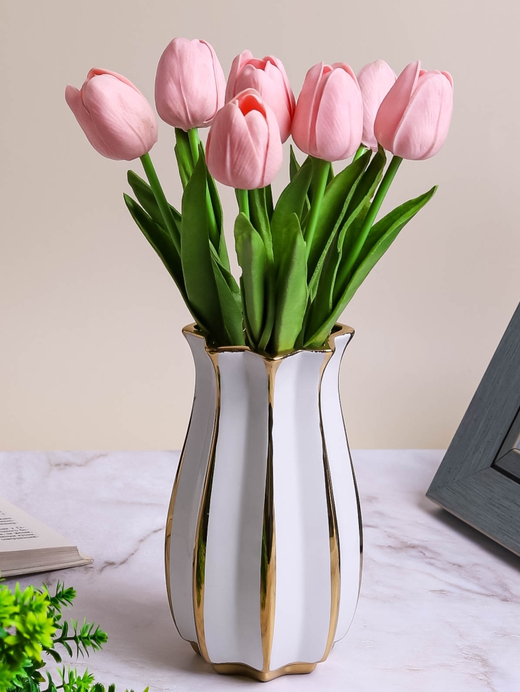 Ваза керамика 18х8см HM3745-3 белый