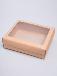 Коробка самосборная 18х14х5.5см с окном крафт эко