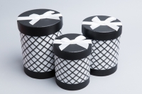 Коробка цилиндр набор из  3шт. 22,5х16,5см ромбы черный