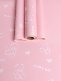 Пленка матовая 65мкм 58см х 10м Мишки розовый
