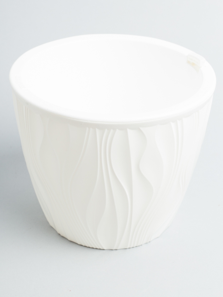 Кашпо из пластика "Венеция" 3л. h15см,d18см белый/белый