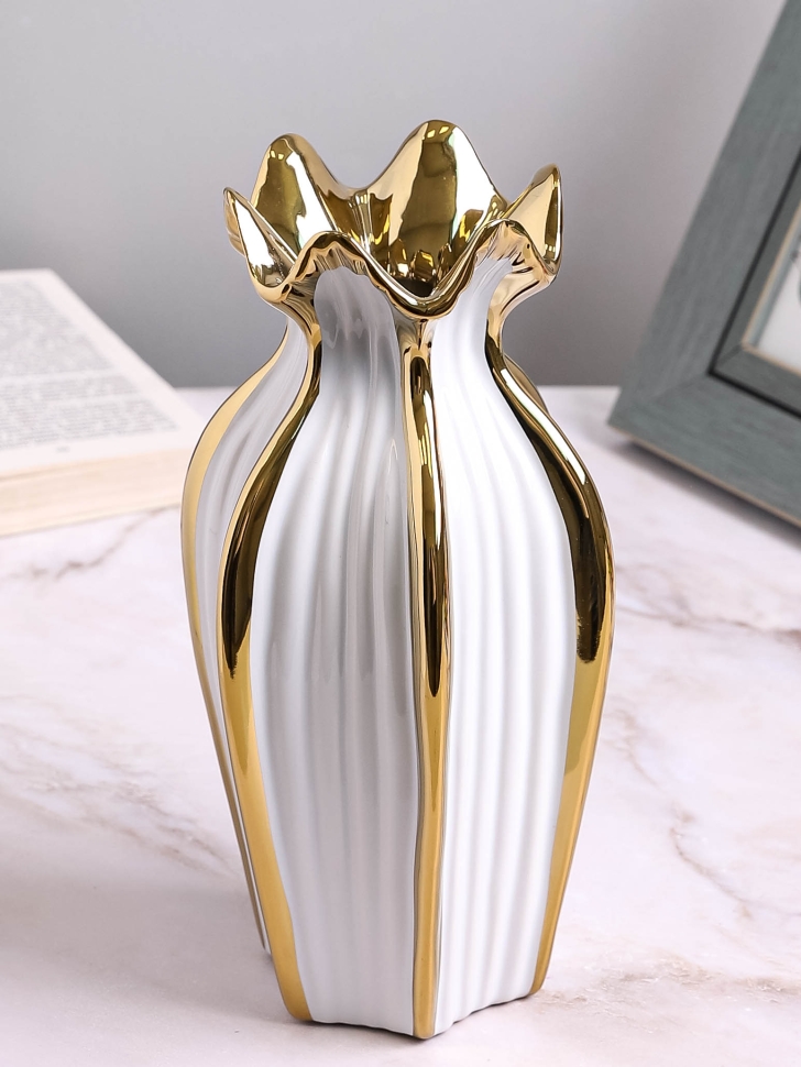 Ваза керамика 25,5х13см ZG 2012-2 белый