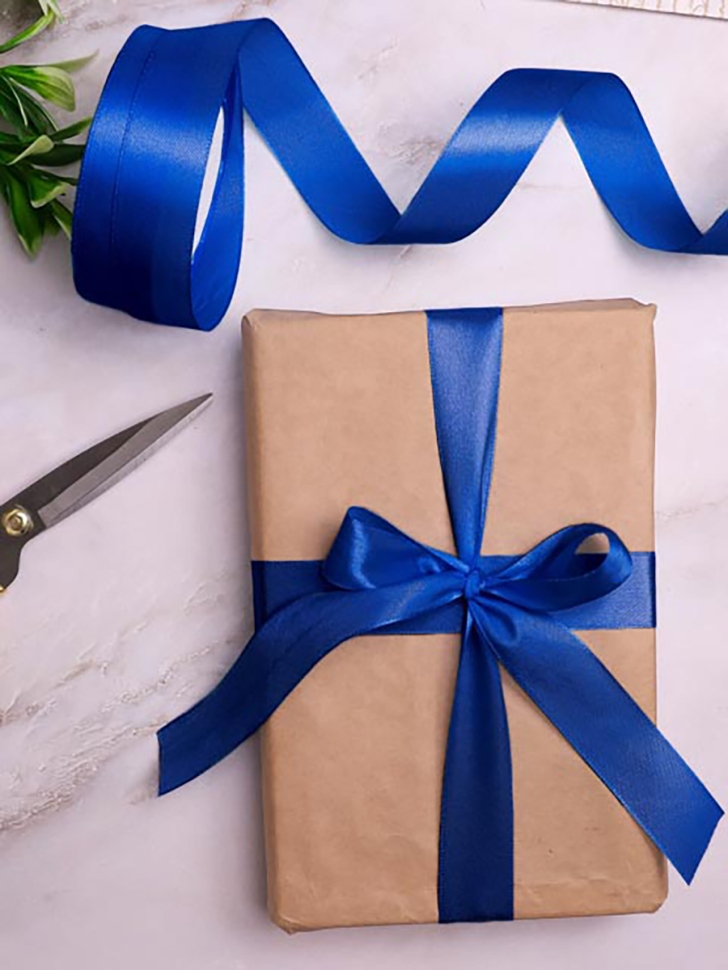 Лента атласная 25мм х 25 ярд JD синий темный Лента атласная 25мм х 25 ярд JD синий темный