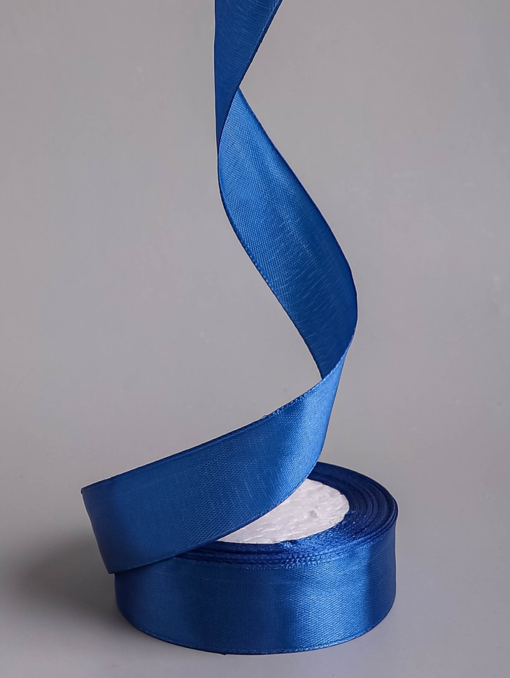 Лента атласная 25мм х 25 ярд JD синий темный Лента атласная 25мм х 25 ярд JD синий темный