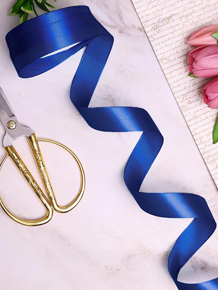 Лента атласная 25мм х 25 ярд JD синий темный Лента атласная 25мм х 25 ярд JD синий темный