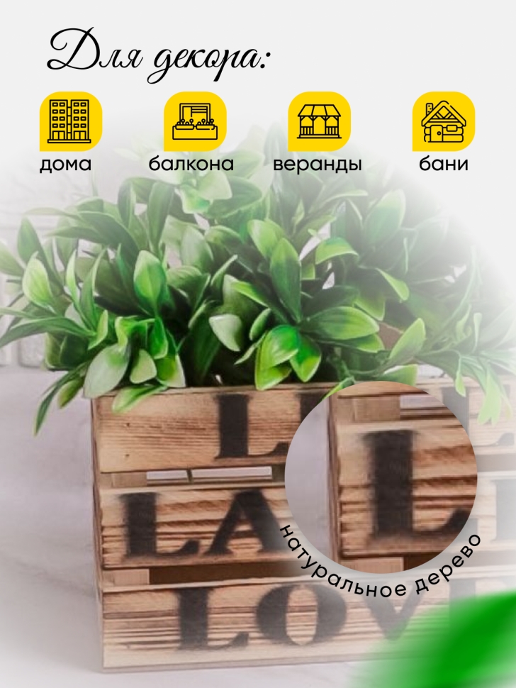 Ящик деревянный интерьерный 30х12х12см  "Live" экзотик