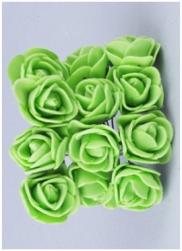 Декор для творчества Розы на проволоке 2,5см 12шт фоамиран зеленый
