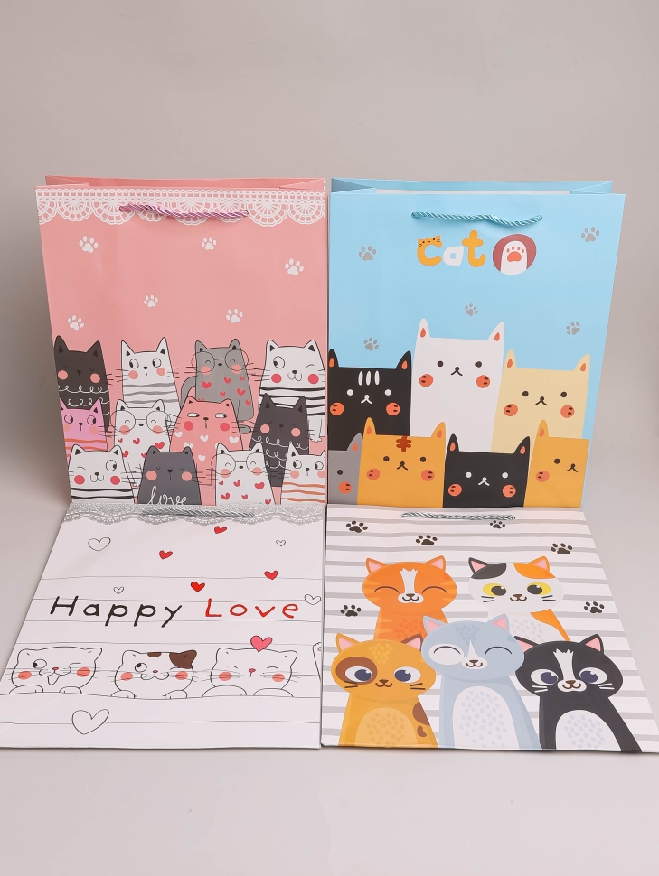 Сумочка подарочная 31х40x12см 530-108 котики микс Сумочка подарочная 31х40x12см 530-108 котики микс