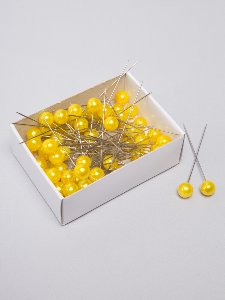 Булавка с бусинкой 6,5см, 72шт желтый