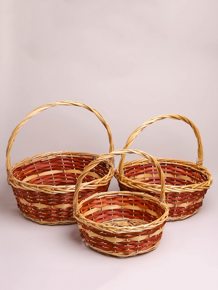 Корзина плетеная (ива) 3шт D40хH16х40см YM-8788203