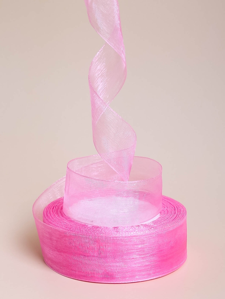 Лента органза 24мм х 25 ярд розовый Лента органза 24мм х 25 ярд розовый