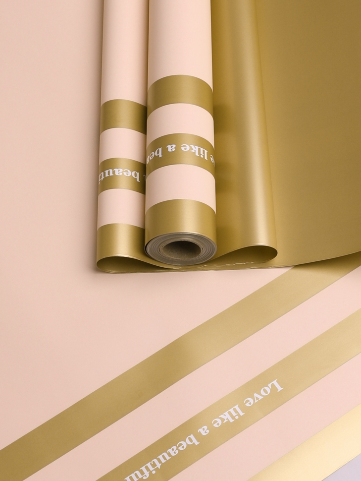 Пленка матовая 65мкм 58см х 10м трио золото на розовом/золото