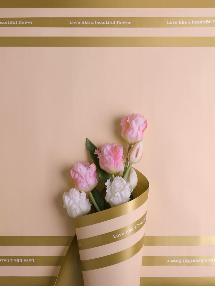 Пленка матовая 65мкм 58см х 10м трио золото на розовом/золото