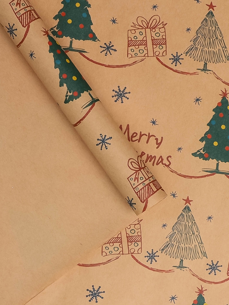 Бумага крафт НГ 70х100см 2лист 87-3 елки крафт Бумага крафт НГ 70х100см 2лист 87-3 елки крафт