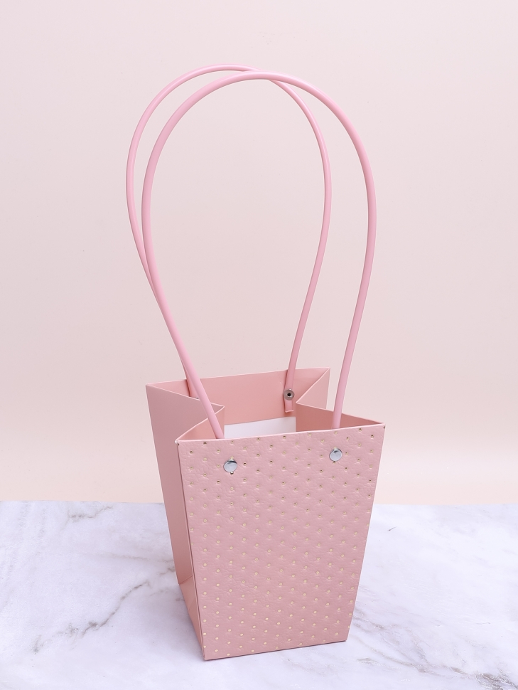 Сумочка для цветов 13,5х9,5х15,5см 3D М415 персиковый