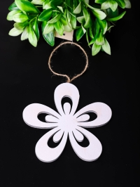 Подвеска деревянная Цветок белый D12,5 см