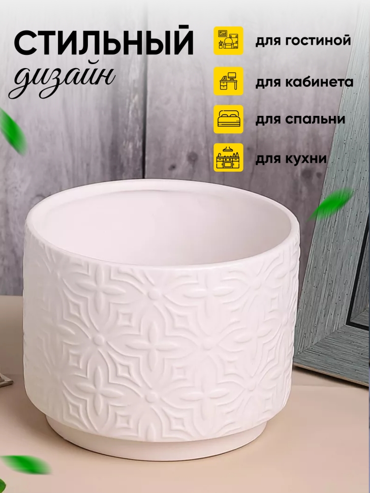 Кашпо керамика 17х17х13см 2301-4207 белый