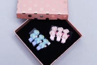 Зажимы набор из 6 шт, Жираф 2х0,8 розовый/голубой