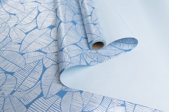 Пленка матовая 60смх10м листья изящные голубая