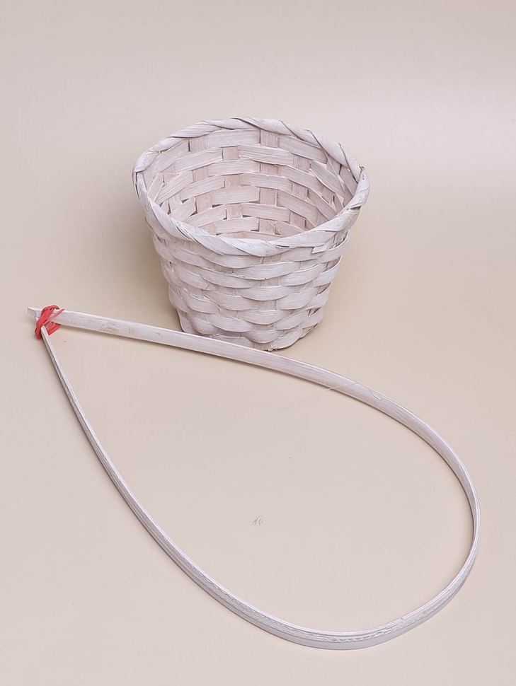 Кашпо плетеное бамбук D13x9.5/28см белый + ручка