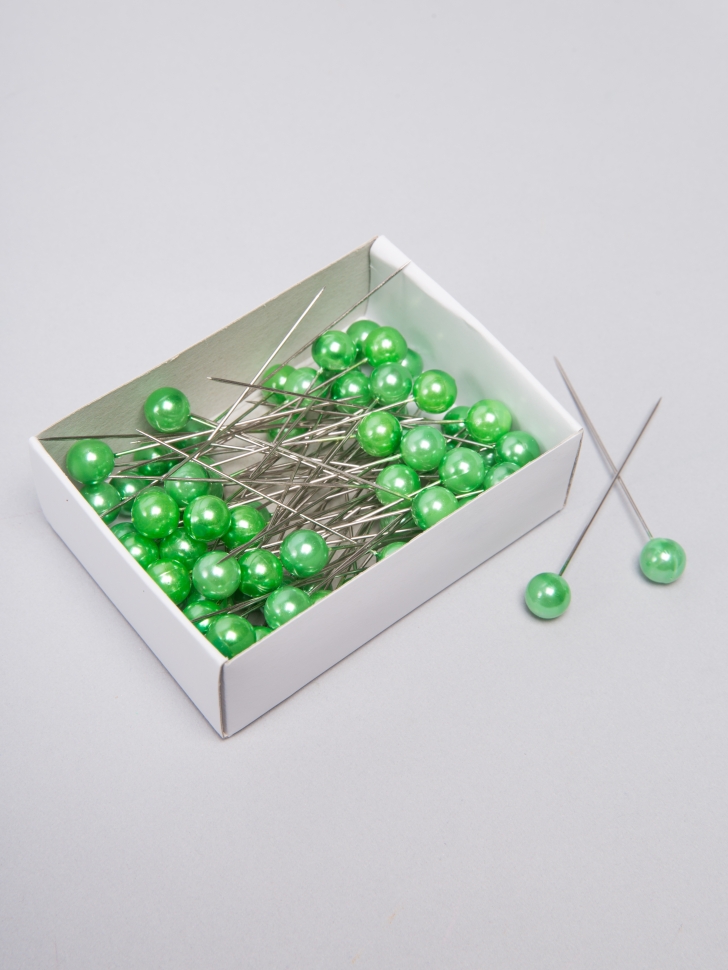 Булавка с бусинкой 6,5см, 72шт зеленый